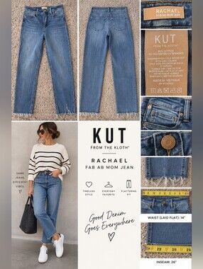 KUT From The Kloth Rachel Fab Ab Mom Jeans Raw Hem – Size 2
